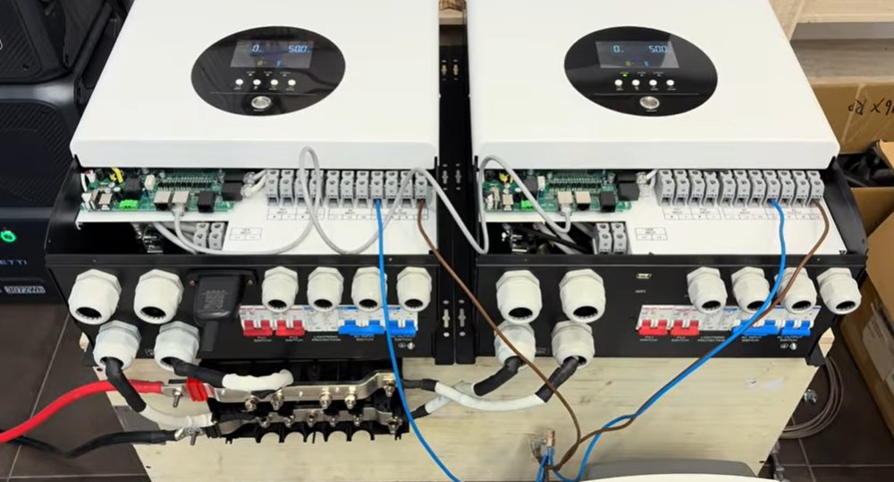 Dos inversores MANYI PV12kw conectados en paralelo